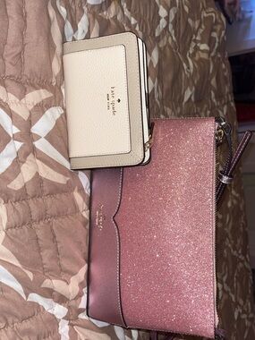 kate spade Pink Glitter Crossbody with Cream Wallet Set